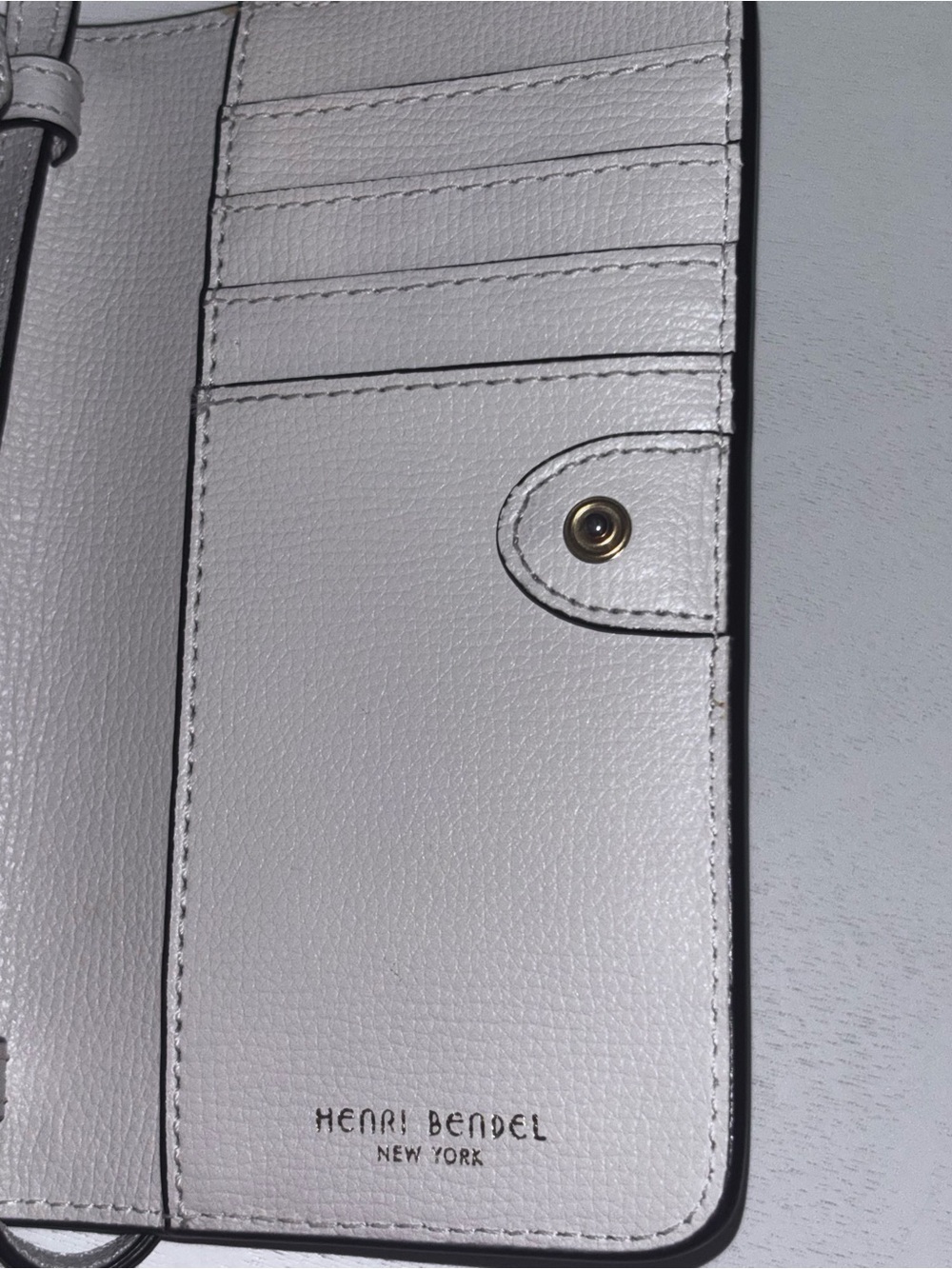 Henri Bendel Floral Applique Phone Wallet Crossbody Ivory Leather 3D - Picture 6 of 11